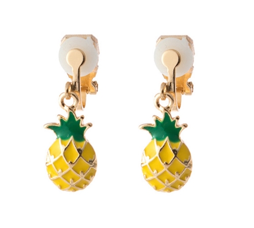 Clips Øreringe - hængeøreringe ananas 